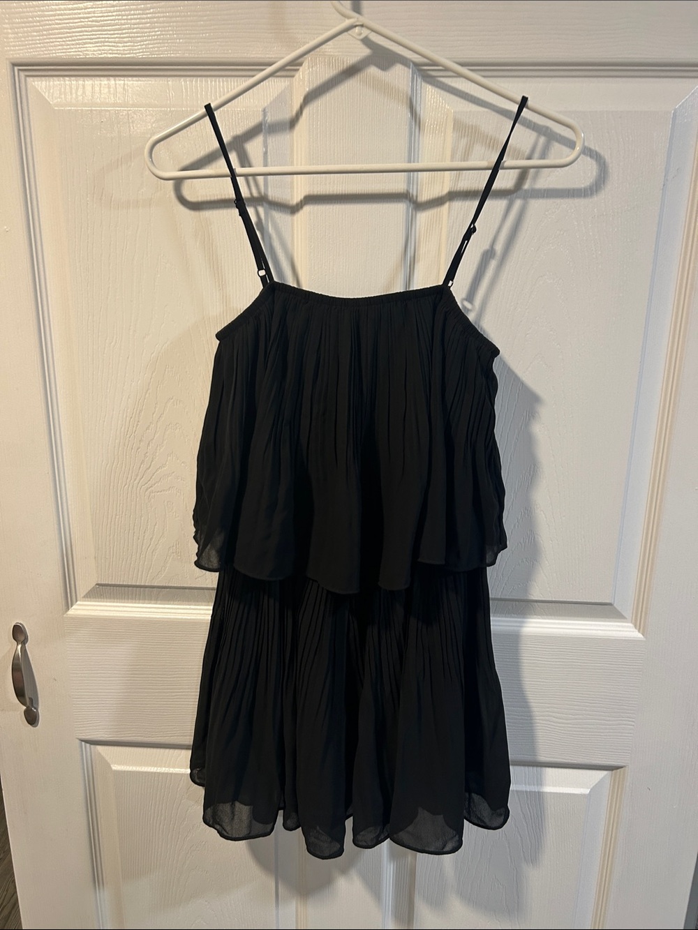 Black Tiered Spaghetti-Strap Mini Dress